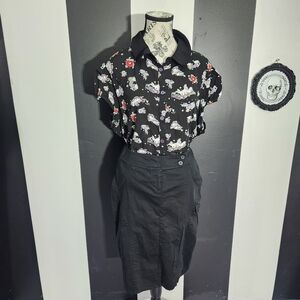 Hell Bunny Black and Gray Top with Unicorn Print